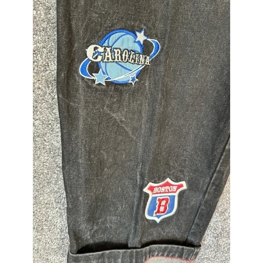 Vtg Platinum Nova Baggy Wide Y2K Jeans Mens 36X32 All Stars Fubu Patches Hiphip
